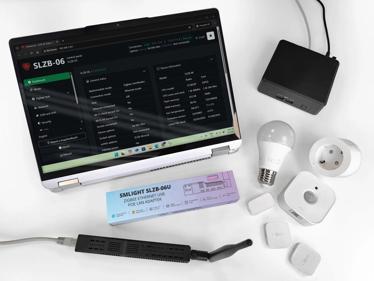 SMLIGHT SLZB-06U Zigbee 3.0 Coordinator met Ethernet, PoE, Wi-Fi en USB Passthrough