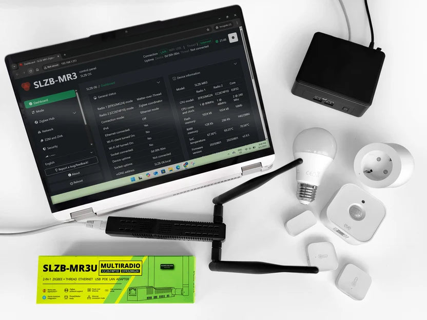 SMLIGHT SLZB-MR3U | Multi-Radio Zigbee 3.0 & Thread Ethernet PoE Coordinator