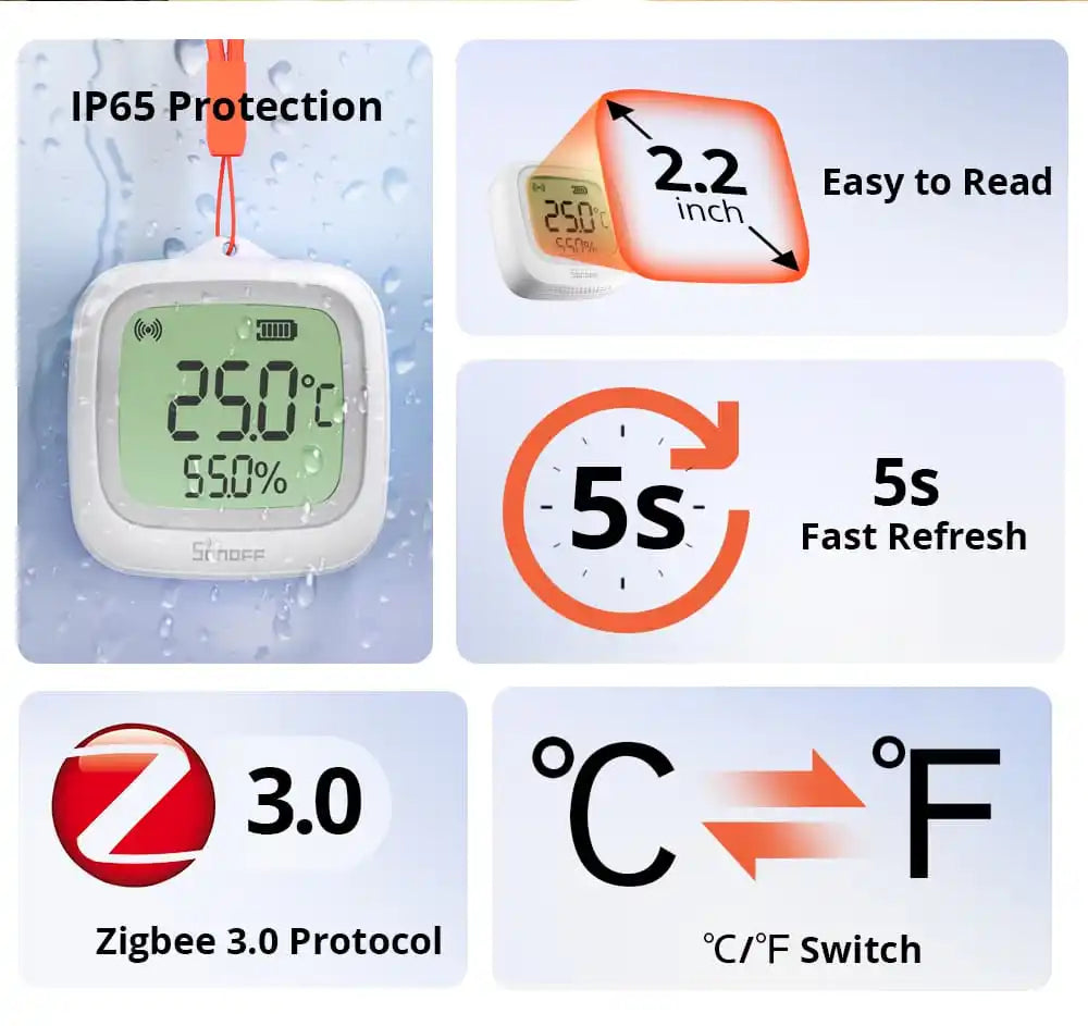 SONOFF SNZB-02WD IP65 Zigbee Temperatur- & Feuchtigkeitssensor