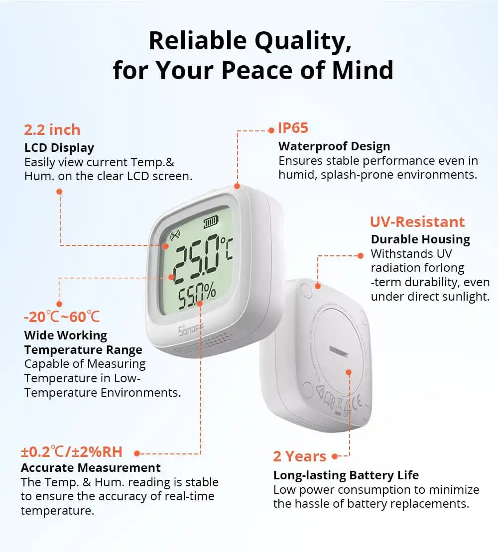 SONOFF SNZB-02WD IP65 Zigbee Temperatur- & Feuchtigkeitssensor