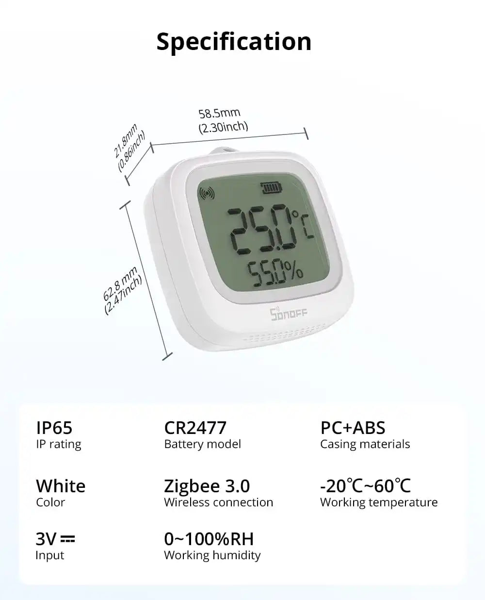 SONOFF SNZB-02WD IP65 Zigbee Temperatur- & Feuchtigkeitssensor