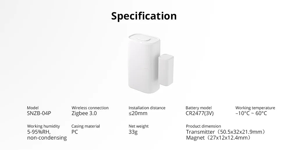SONOFF SNZB-04P Zigbee 3.0 Deur- & Raamsensor