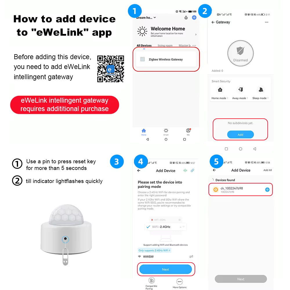 Zigbee MINI Bewegingsmelder – ZHA, Zigbee2MQTT & eWeLink support