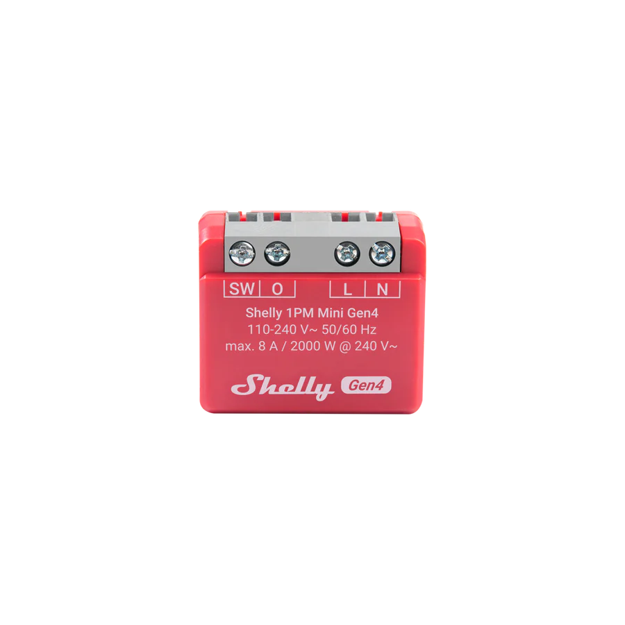 Shelly 1PM Mini Gen4 | Compacte inbouwschakelaar met stroommeting, Wi-Fi, Zigbee en Matter