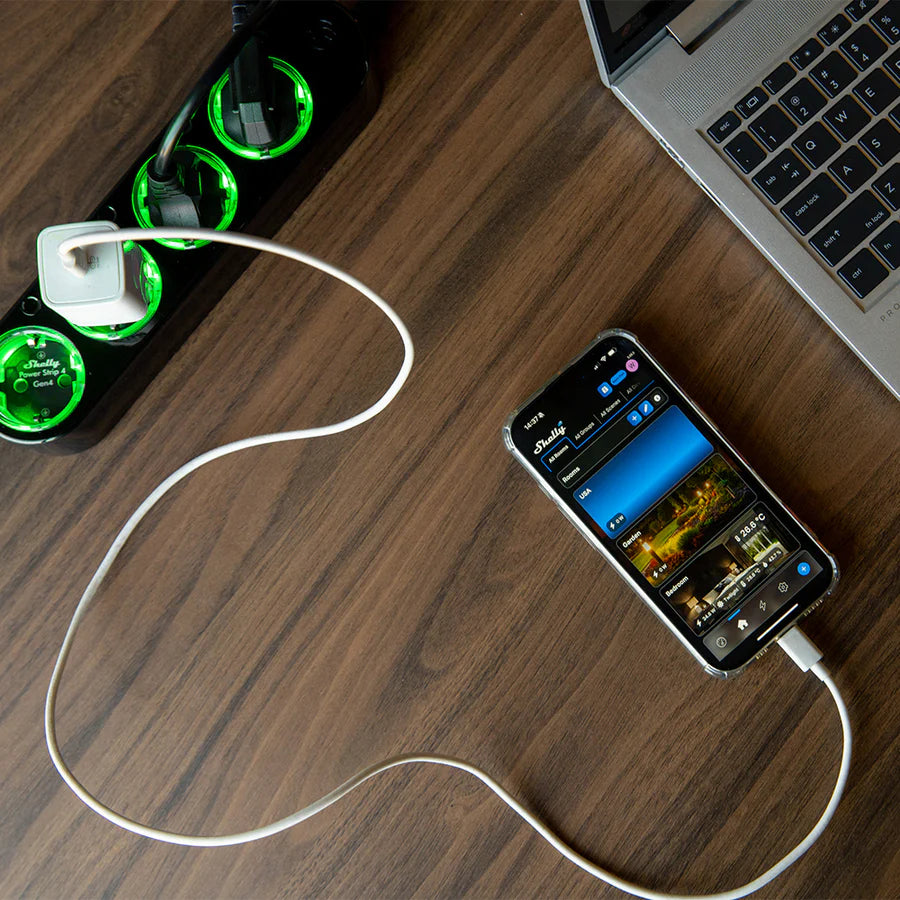 Shelly Power Strip 4 Gen4 – Slimme stekkerdoos met energiemeting (WiFi/Zigbee/Matter)