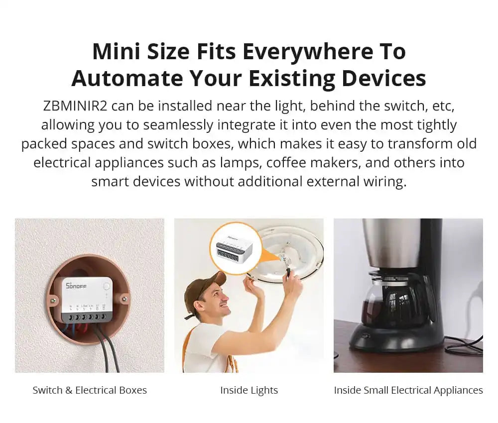 SONOFF ZBMINIR2 Zigbee 3.0 Mini Smart Relay – Nuldraad Vereist