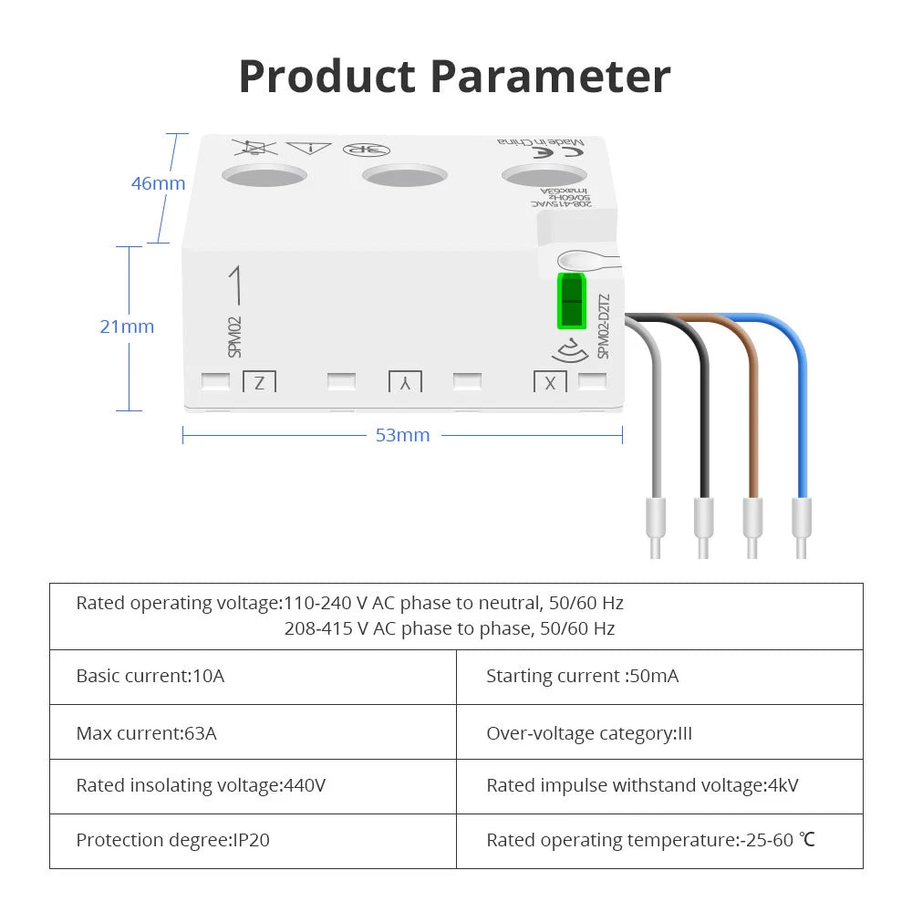 Zemismart SPM02-D2TZ | 3-fase 63A - Zigbee Smart Energiemeter