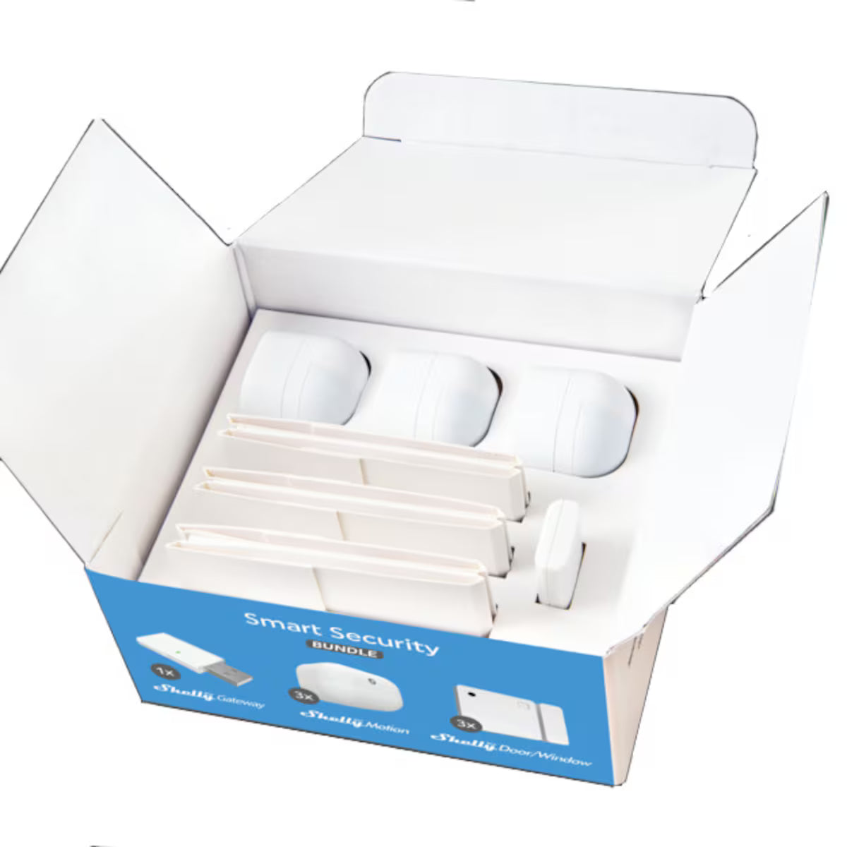 Shelly Smart Security Bundle (Bluetooth) – BLU Gateway + 3x BLU Motion + 3x BLU Door/Window