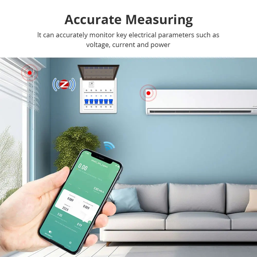 Zemismart SPM01-D2TZ | 1-fase 63A - Zigbee Smart Energiemeter