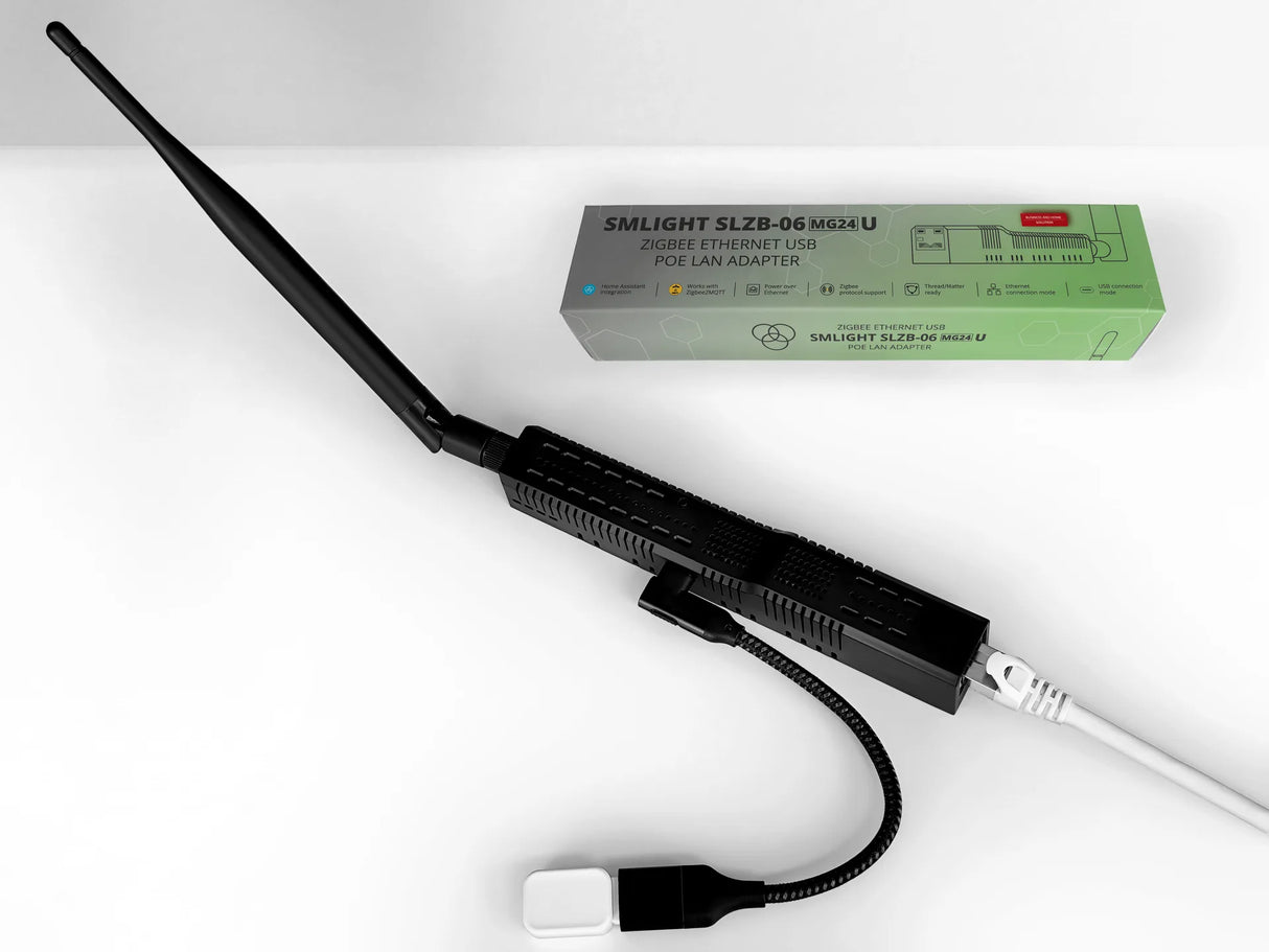 SMLIGHT SLZB-06MG24U Zigbee Ethernet Coordinator met EFR32MG24, PoE en USB Passthrough