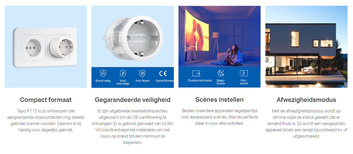 Tapo P115 Mini | WiFi | met stroommeting | 3680W - 16A | Type F (EU)