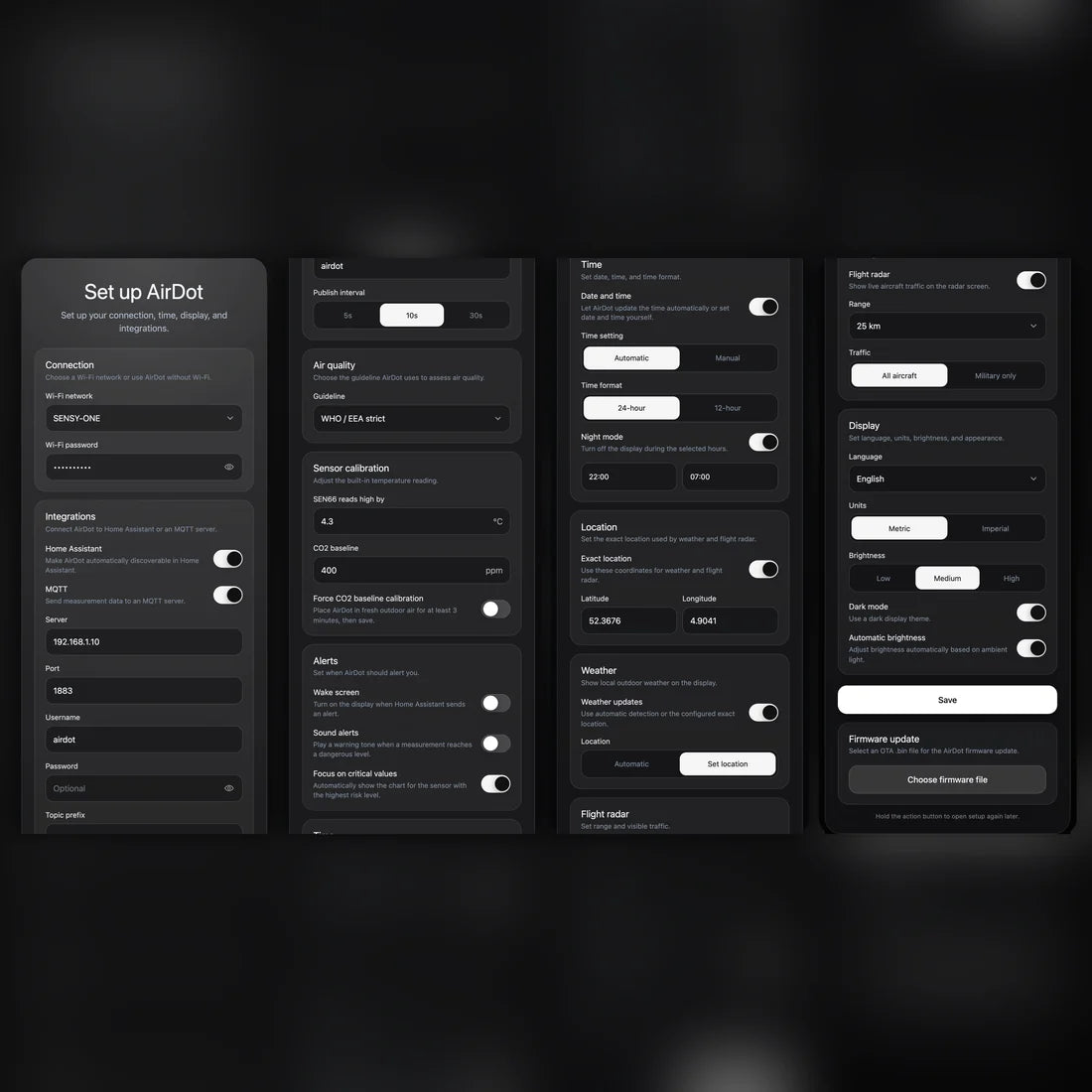 Sensy-One AirDot – CO₂, fijnstof en VOC monitor met ESPHome, MQTT en Flight Radar