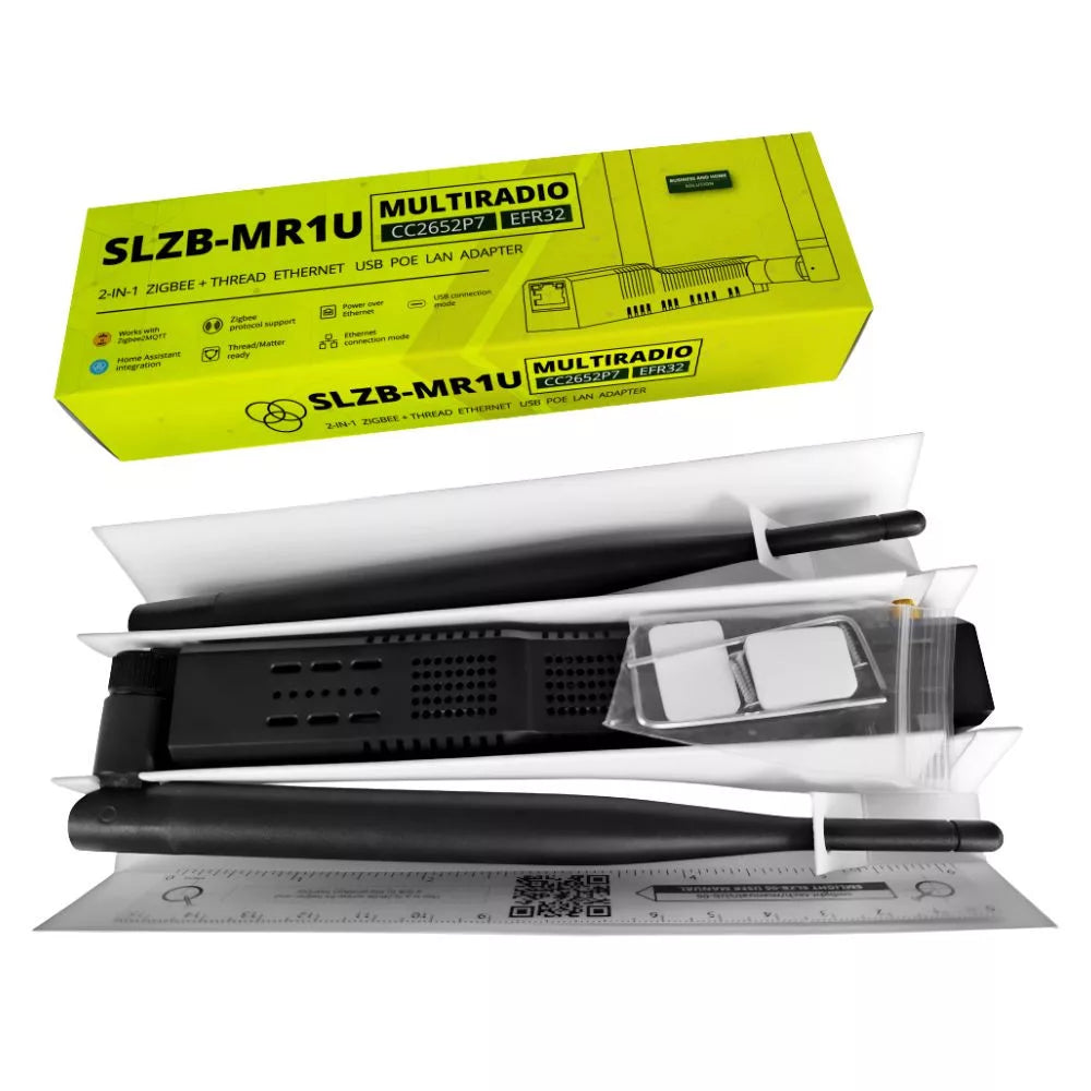 SMLIGHT SLZB-MR1U Dual-Radio Adapter Zigbee en Thread met Ethernet, Wi-Fi, PoE en USB Passthrough