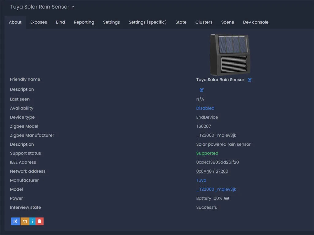 Zigbee Regensensor met Zonnepaneel