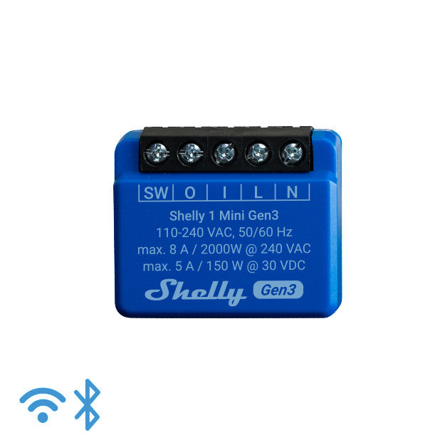 Shelly 1 Mini Gen3 | WiFi Smart Relay (1 Kanaal, 8A)