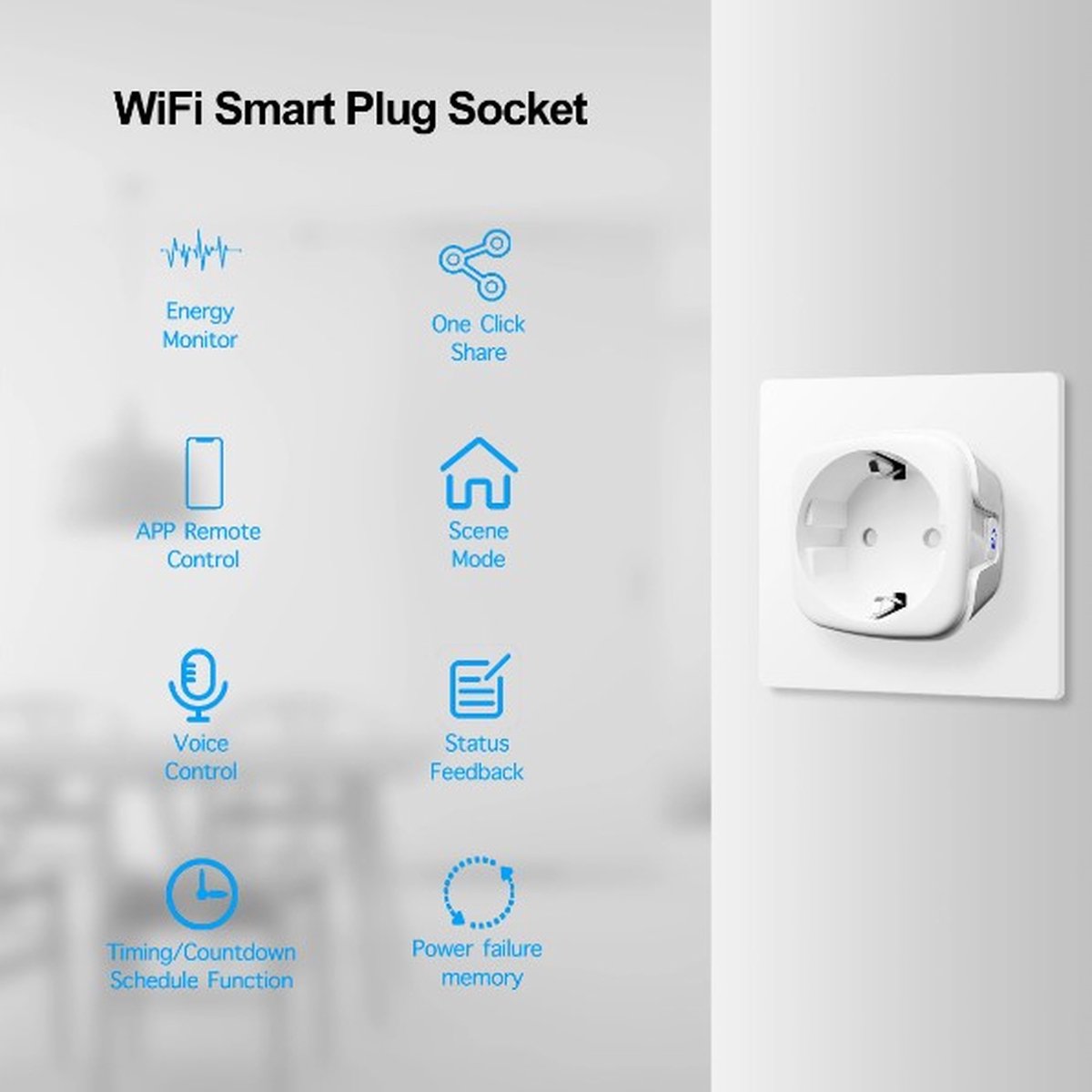 DIYANI Smarte WLAN-Steckdose mit Strommessung | 3690W 20A | Typ F