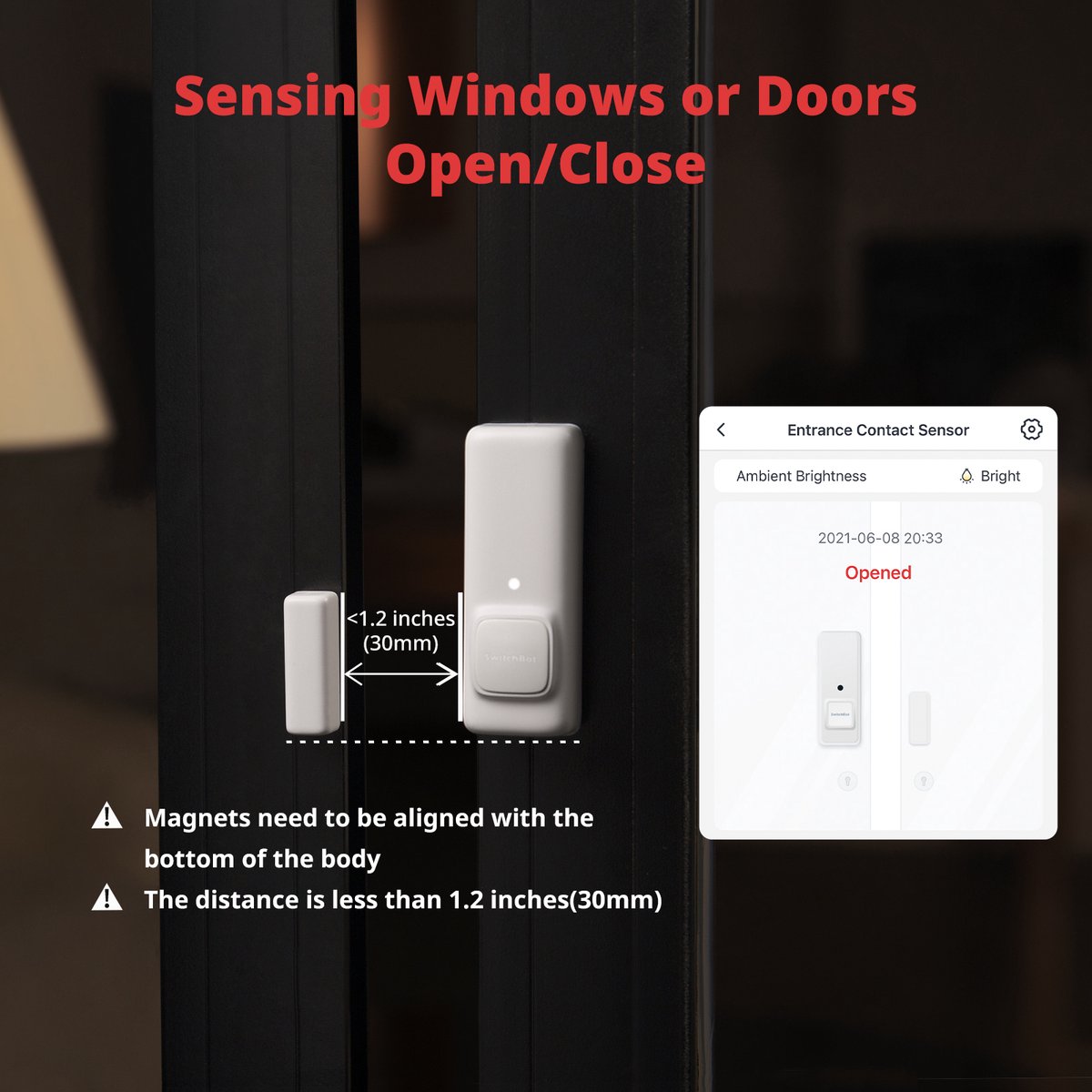 SwitchBot Contact Sensor | Door and Window Sensor with Motion Detection