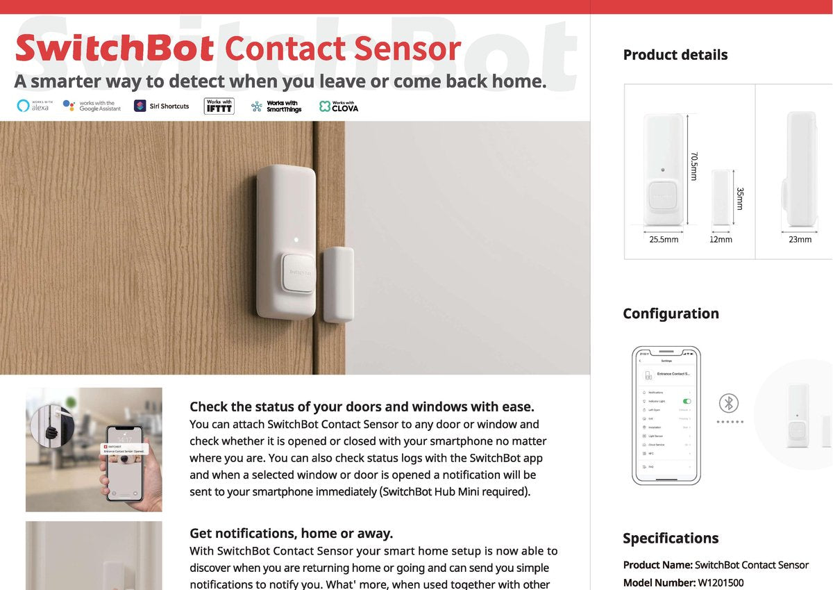 SwitchBot Contact Sensor | Door and Window Sensor with Motion Detection