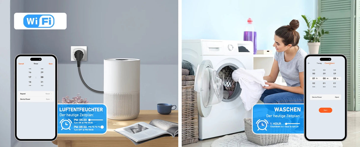 DIYANI Matter over WiFi Slimme Stekker met Stroommeting | 3690W 20A | Type F