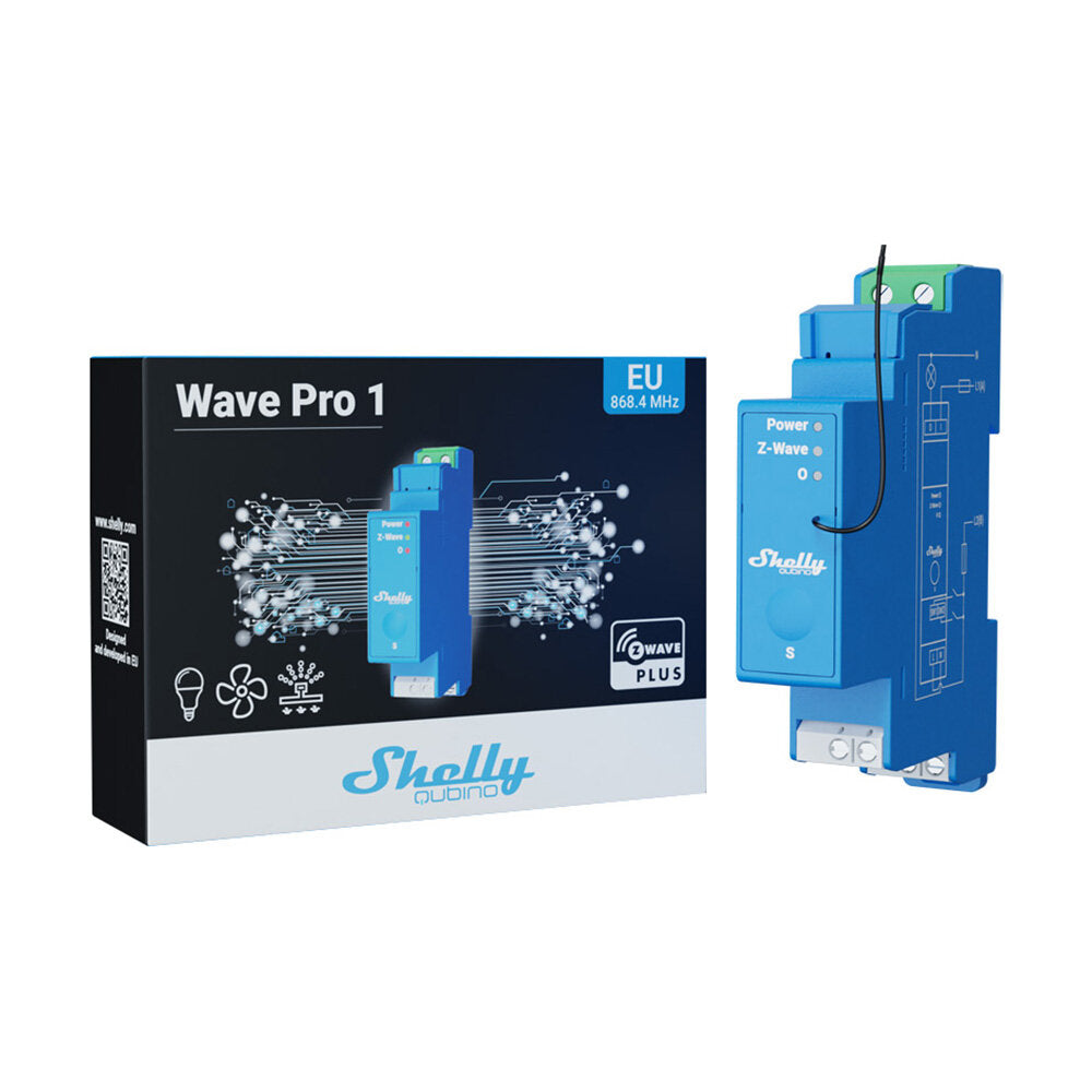 Shelly Wave Pro 1 | Z‑Wave DIN‑rail schakelaar 16A