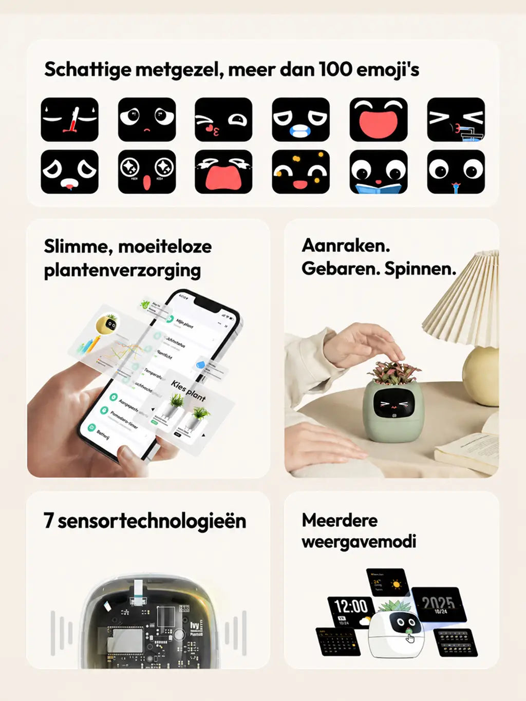 Plantsio Ivy Gen 2 – Interactieve Slimme Bloempot met 9 Sensoren