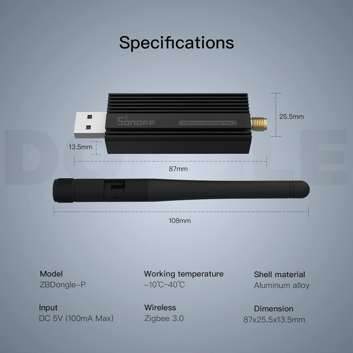 SONOFF ZigBee 3.0 USB Dongle Plus, TI CC2652P Coördinator, Universele USB ZigBee Hub, ZigBee Gateway voor Google Home