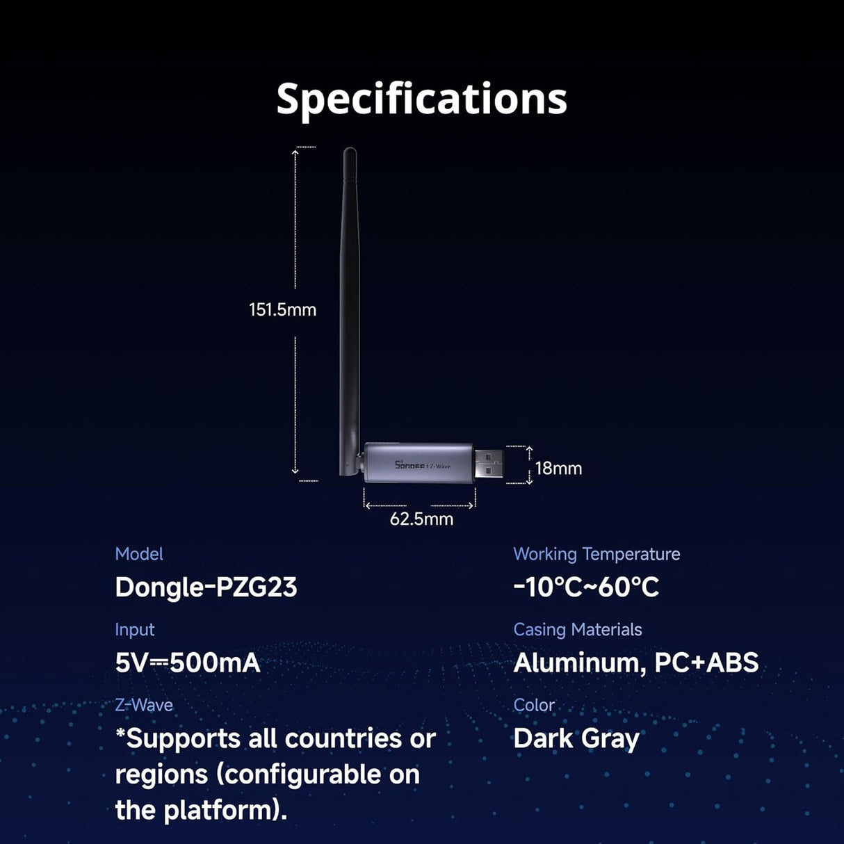 SONOFF Dongle-PZG23 – Z-Wave 800 USB Coördinator