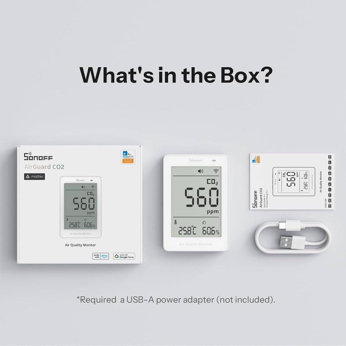 SONOFF AirGuard CO2 SAWF-08P Matter Wi-Fi Luchtkwaliteitsmonitor