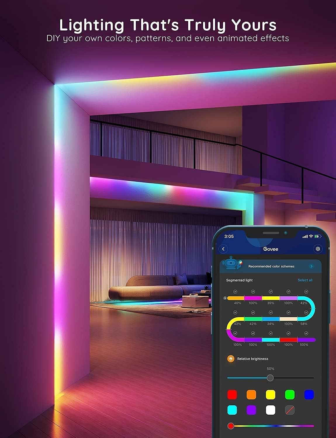Govee RGBIC LED Strip Light 5 Meter | Segmented Kleuren & Wi-Fi