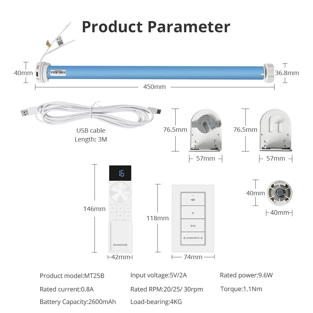 Zemismart MT25B | Draadloze rolgordijnmotor (Retrofit) | Matter over Thread