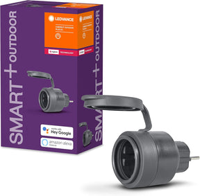 LEDVANCE 4058075729322 smart socket voor buitenshuis met ZigBee-technologie in een compact ontwerp, voor integratie van conventionele apparaten in het slimme huis, 1-pack,antraciet