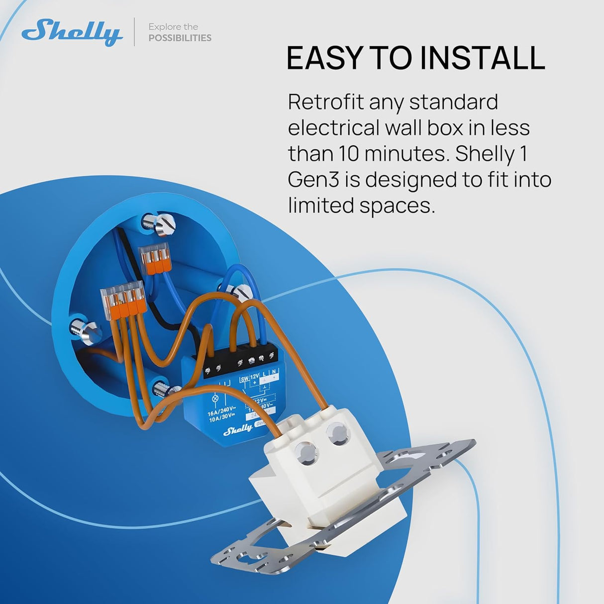 Shelly 1 Gen3 – Slimme inbouwschakelaar met potentiaalvrij relais en Wi-Fi