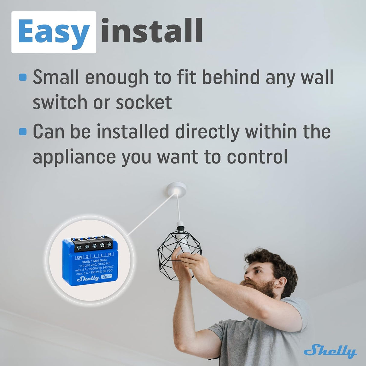 Shelly 1 Mini Gen3 | WiFi Smart Relay (1 Kanaal, 8A)