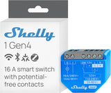 Shelly 1 Gen4 | Slimme inbouwschakelaar met potentiaalvrij relais, Wi-Fi, Zigbee en Matter