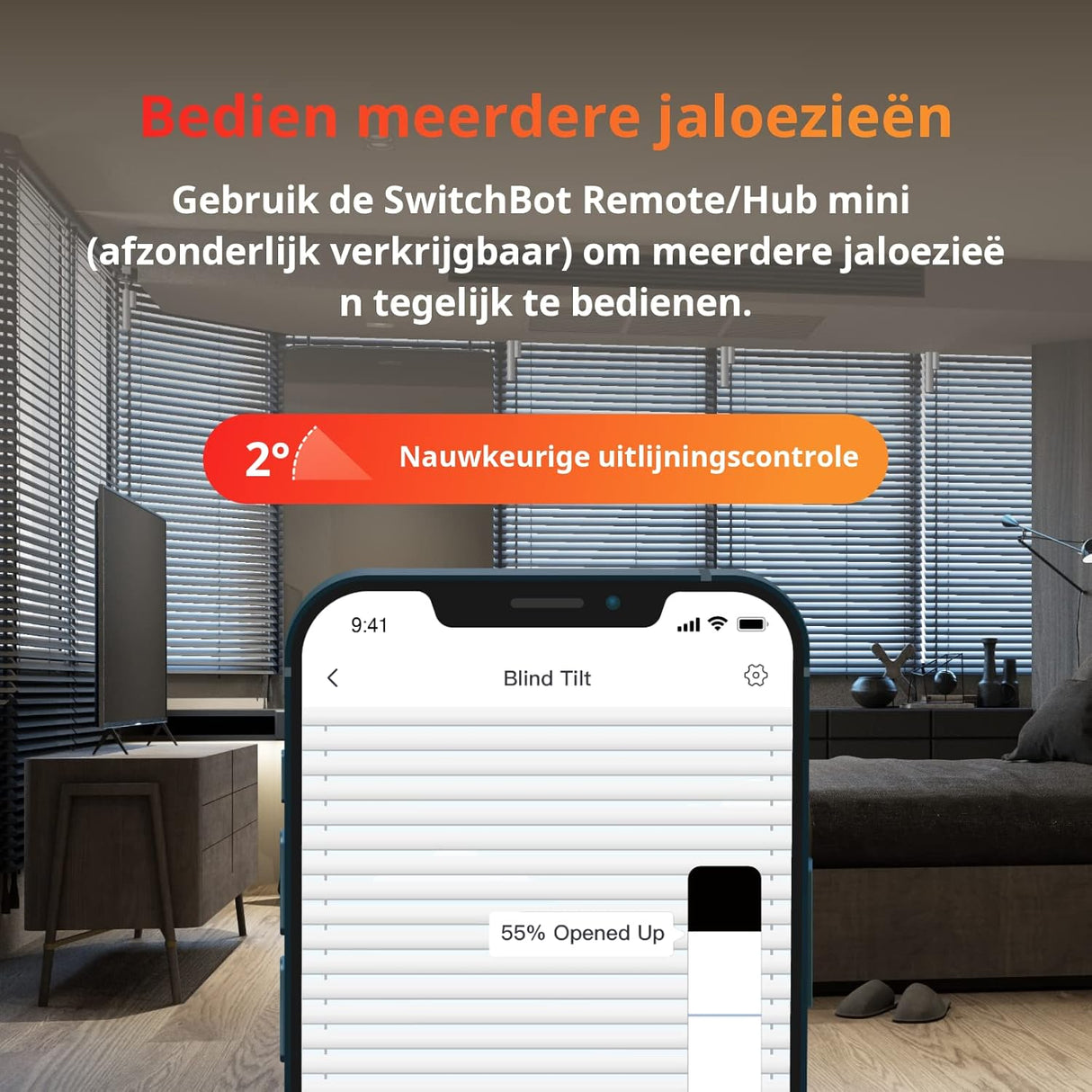 SwitchBot Blind Tilt met Zonnepaneel | Automatische Jaloeziebediening