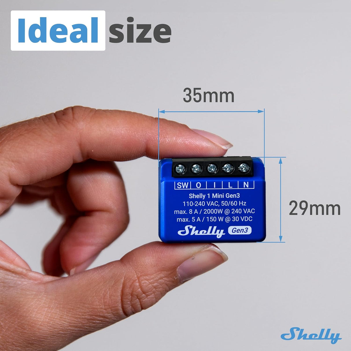 Shelly 1 Mini Gen3 | WiFi Smart Relay (1 Kanaal, 8A)