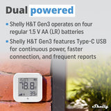 Shelly H&T Gen3 | Wi‑Fi temperatuur- en vochtigheidssensor met e‑paper display