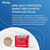 Shelly 1PM Mini Gen4 | Compacte inbouwschakelaar met stroommeting, Wi-Fi, Zigbee en Matter