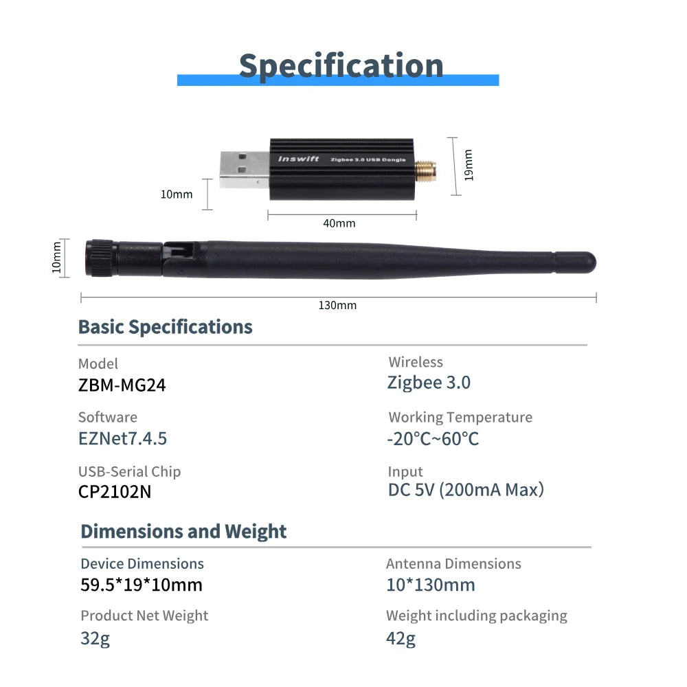 DIYANI Smart Dongle MG24 – Zigbee 3.0 USB Koordinator EFR32MG24