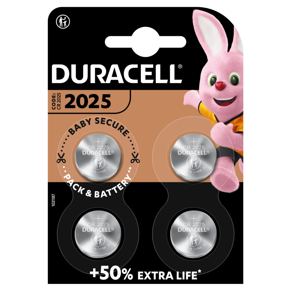 CR2025 Premium 3V Button Cell Battery (4-Pack) | Duracell