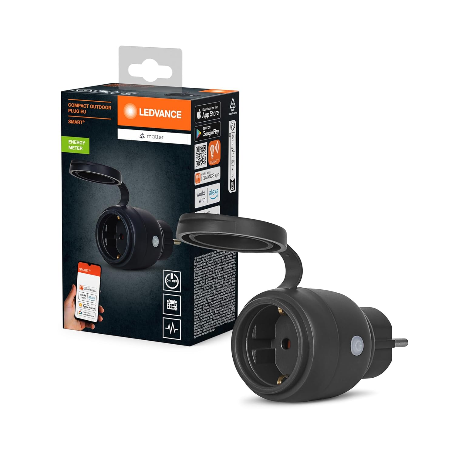 LEDVANCE SMART+ Outdoor Plug | Matter | WLAN | mit Strommessung | Typ F (EU)
