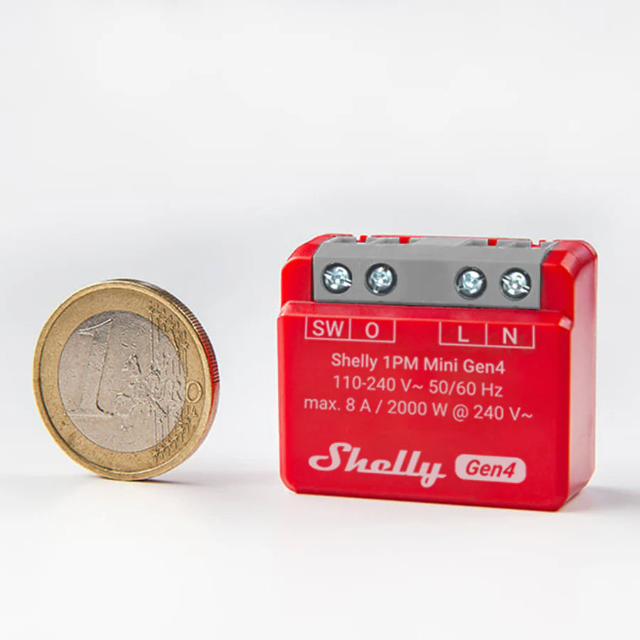 Shelly 1PM Mini Gen4 | Compacte inbouwschakelaar met stroommeting, Wi-Fi, Zigbee en Matter