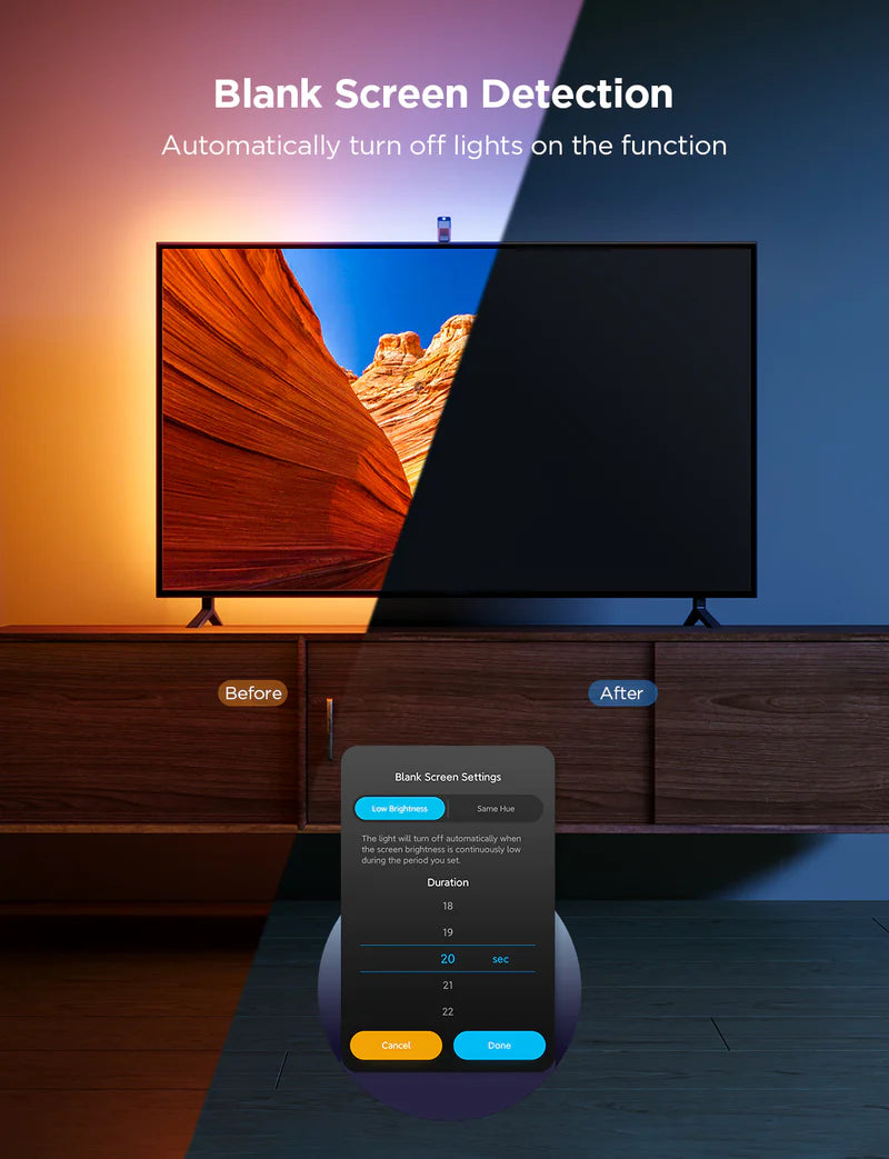 Govee TV Backlight 3 Lite (55-65 inch) | Slimme RGBICW TV Verlichting met Camera & Matter