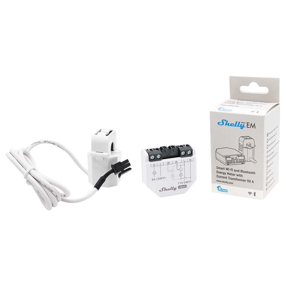 Shelly PM Mini Gen3 – Slimme Wi-Fi Energiemeter (16A) – Verbruik Meten Op Afstand Via App – Bluetooth Gateway – 8 MB Geheugen – Ideaal Voor Energiebesparing