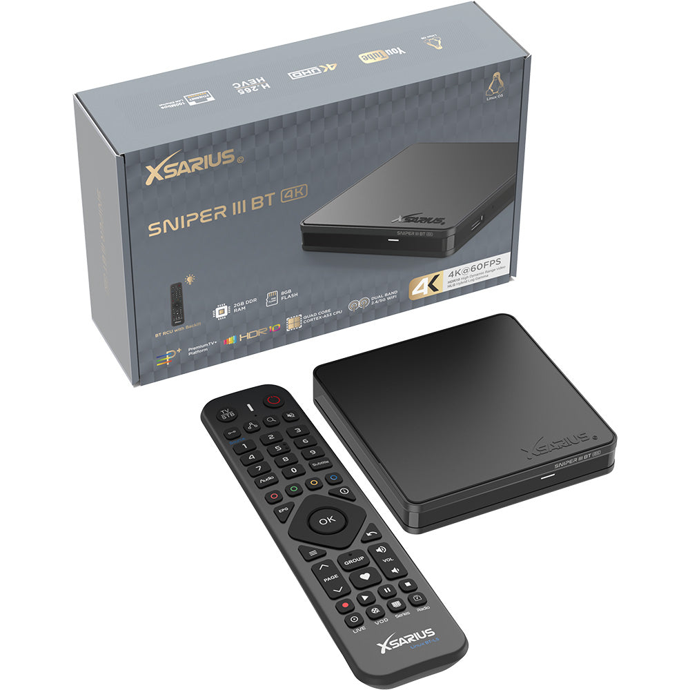 Xsarius Sniper 3 BT | UHD 4K | Linux OTT Mediastreamer | Bluetooth Versie