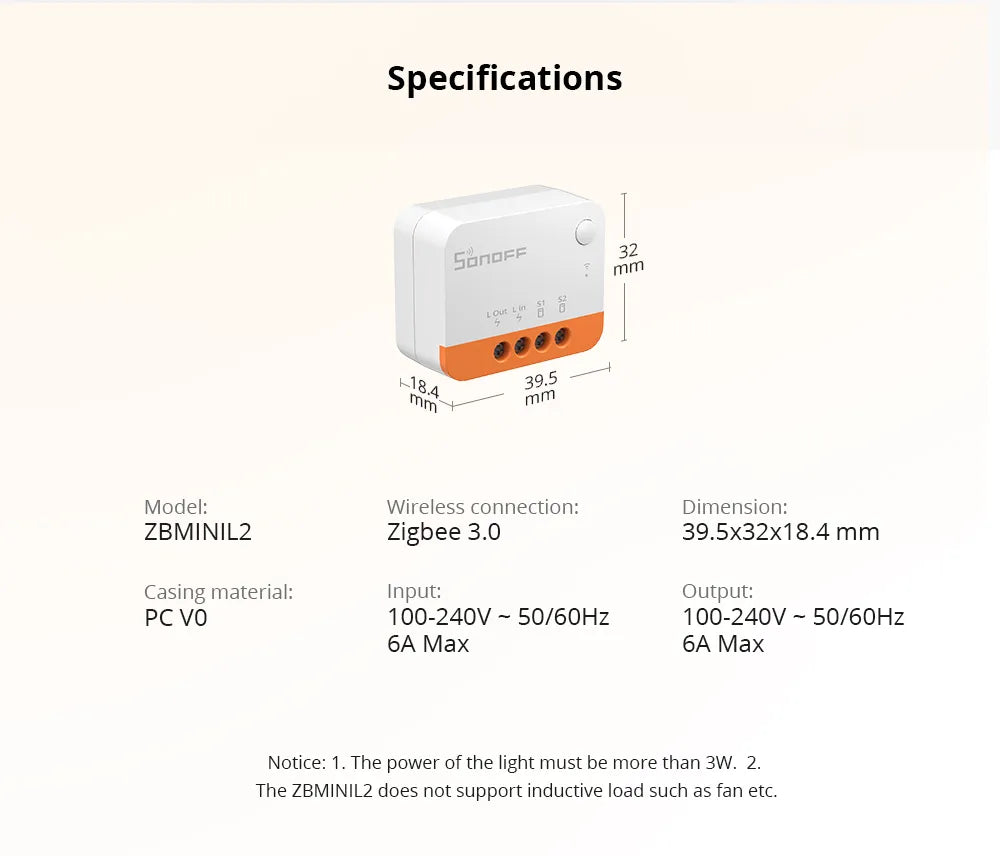 SONOFF ZBMINIL2 Zigbee 3.0 Smart Switch – No Neutral Wire Required