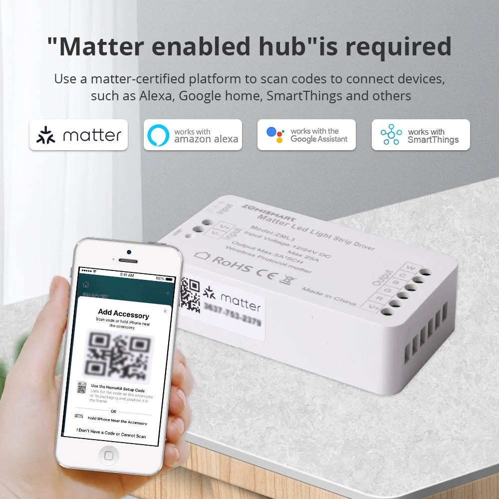 Zemismart ZML3 | Matter WiFi LED Strip Driver RGBCW (12-24V)