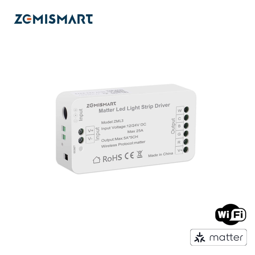 Zemismart ZML3 | Matter WiFi LED Strip Driver RGBCW (12-24V)