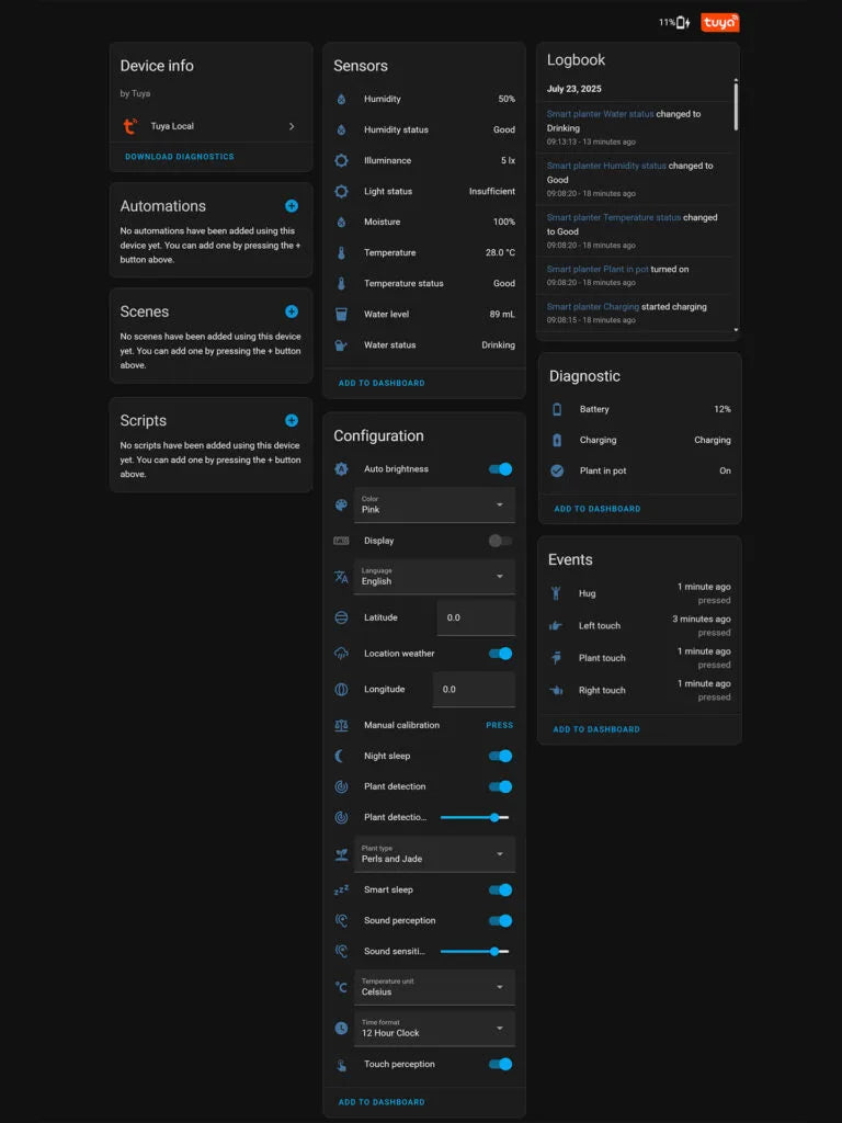 Tuya Ivy Smart Planter – Interactieve WiFi Bloempot met Display