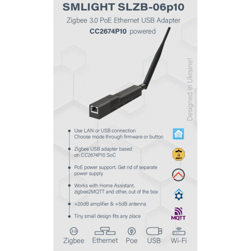 SMLIGHT SLZB-06p10U | Ethernet PoE & Wi-Fi Zigbee 3.0 of Thread Coördinator
